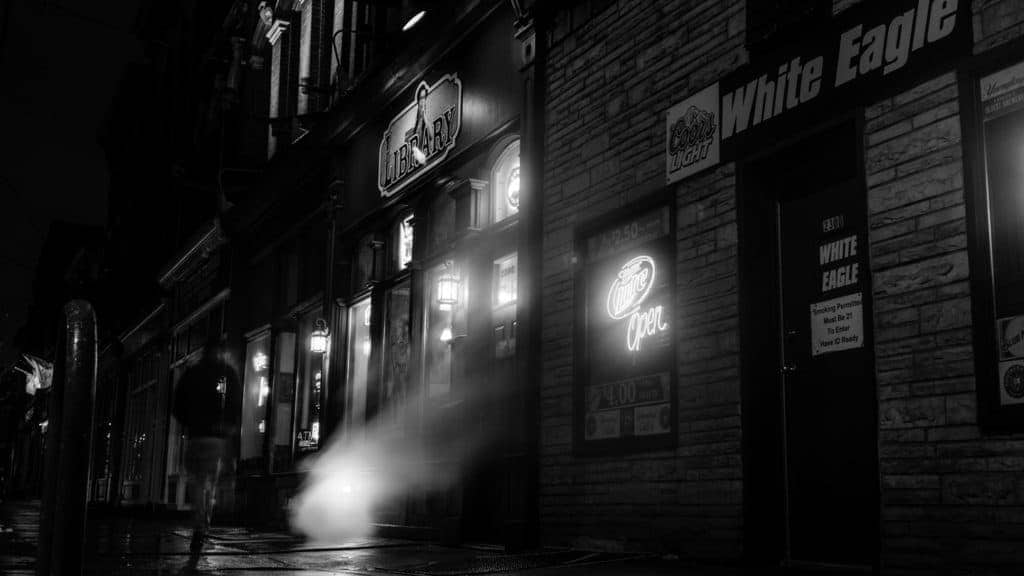 The-Library-East-Carson-Pittsburgh-Taylor-Handy-Photo-Black-And-White-Steam-LED-Light-Effect-Street-Photography