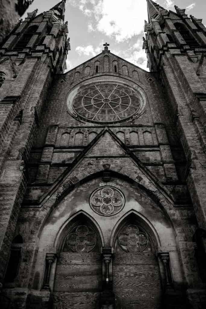 Pittsburgh Black and White Photography Abandoned Doors Arch Spires St Peter & Paul Urbex