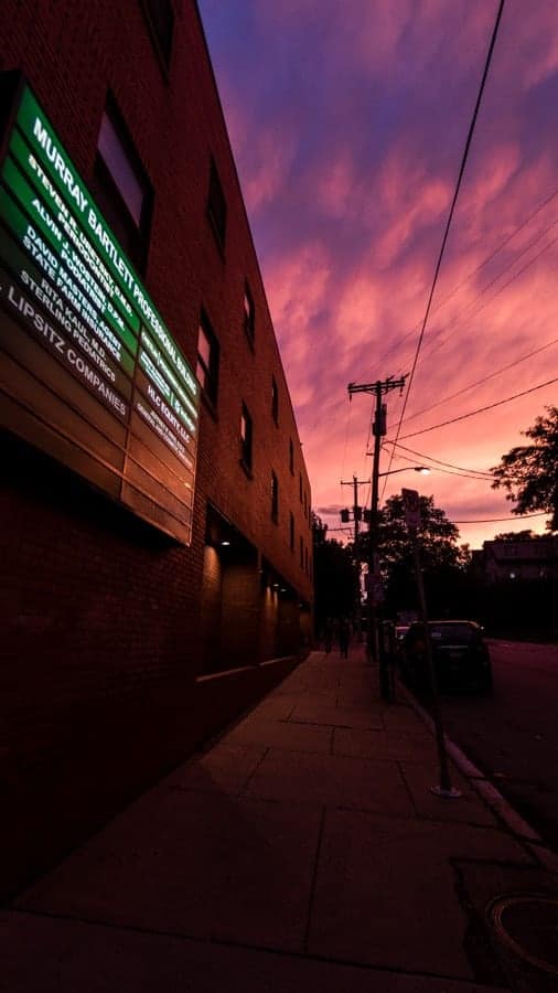 pittsburgh dramatic sky street photography fisheye lens