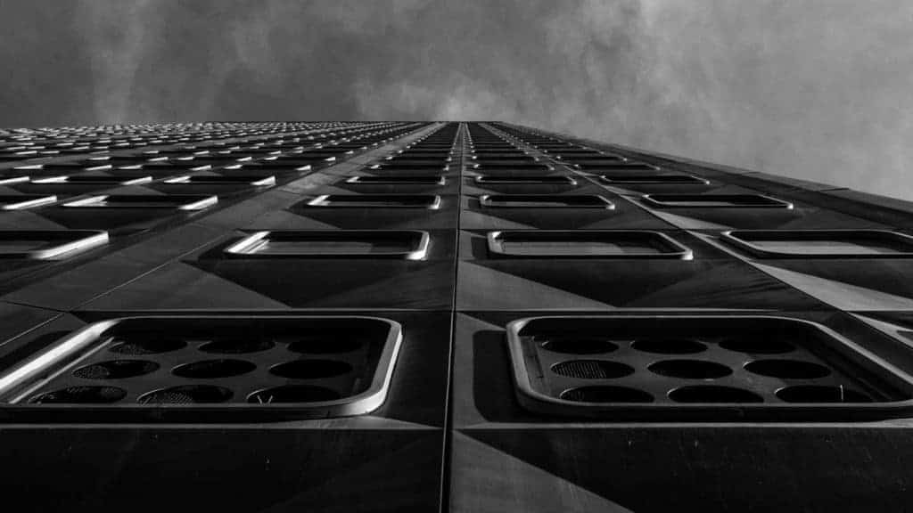 Downtown Pittsburgh Building Shapes Vertical Black and White Photo