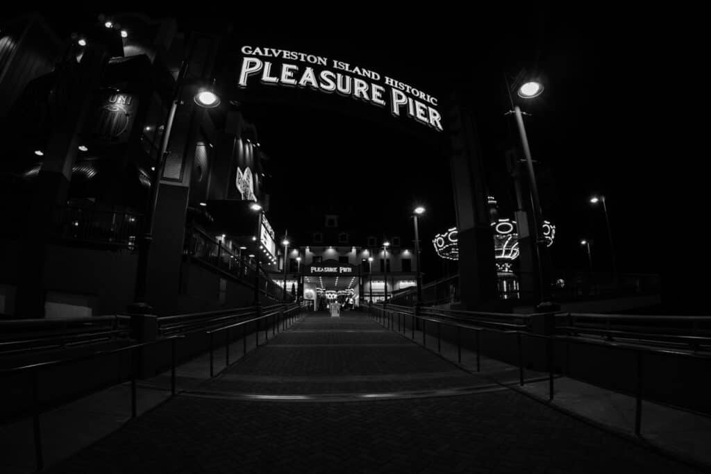 2 Easy Ways of Scouting Photography Spots Black and White pleasure pier galveston texas