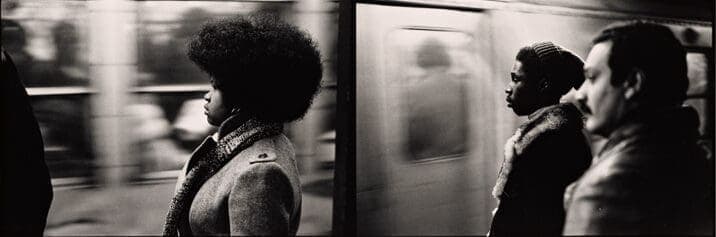 Alen MacWeeney Photography trains speed past woman with afro